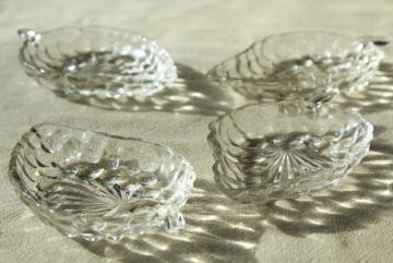 catalog photo of vintage clear glass grape shape dishes, small nut bowls or butter pat plates bunches of grapes