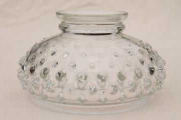 catalog photo of vintage clear glass hobnail glass shade for student desk light / miniature lamp