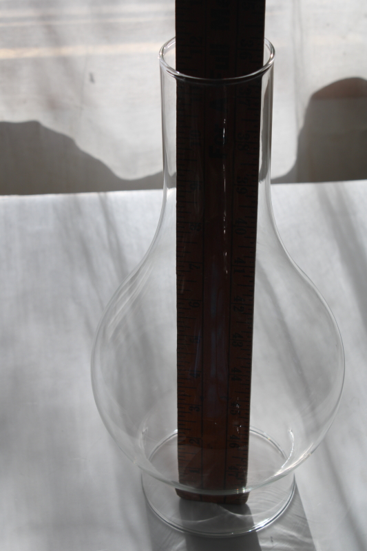 photo of vintage clear glass hurricane chimney globe, replacement oil lamp shade #2