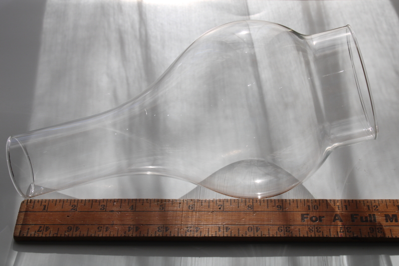 photo of vintage clear glass hurricane chimney globe, replacement oil lamp shade #4