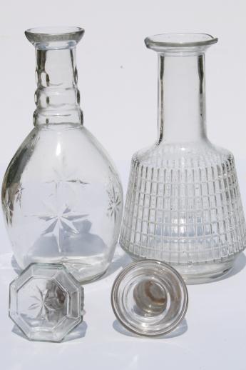 photo of vintage clear glass liquor bottles, poor man's crystal Jim Beam decanters lot #2