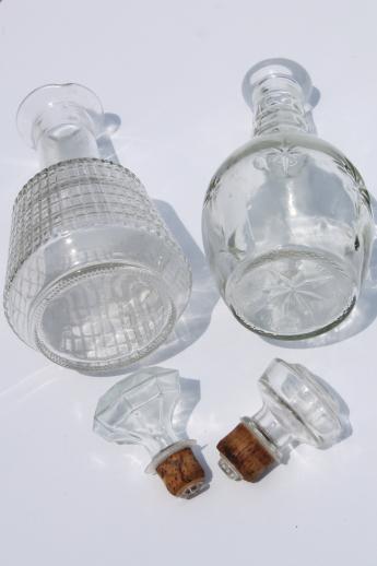 photo of vintage clear glass liquor bottles, poor man's crystal Jim Beam decanters lot #4