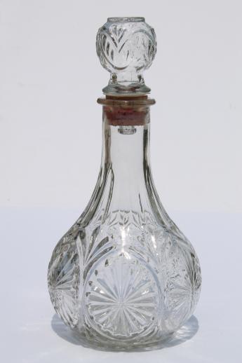 photo of vintage clear glass liquor bottles, poor man's crystal Jim Beam decanters lot #5