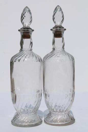 photo of vintage clear glass liquor bottles, poor man's crystal Jim Beam decanters lot #9