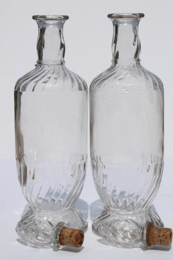 photo of vintage clear glass liquor bottles, poor man's crystal Jim Beam decanters lot #10