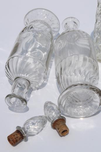 photo of vintage clear glass liquor bottles, poor man's crystal Jim Beam decanters lot #11