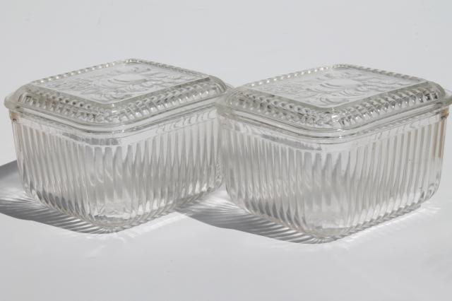 photo of vintage clear glass refrigerator boxes, over proof dishes for leftovers & make ahead meals #2