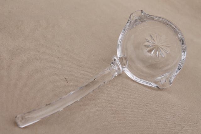 photo of vintage clear glass sauce ladle or small punch ladle w/ double spouted bowl #3