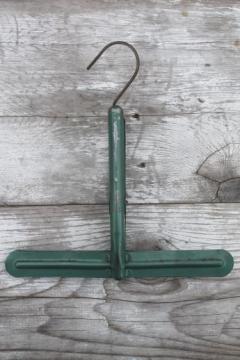 catalog photo of vintage clip grip hanger, industrial metal hanging clamp with spring clip