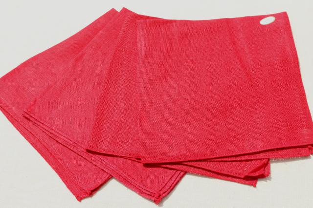 photo of vintage cloth napkins, lot of Christmas prints & solid red linen dinner buffet napkins #7