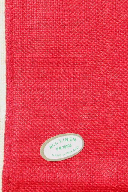 photo of vintage cloth napkins, lot of Christmas prints & solid red linen dinner buffet napkins #8