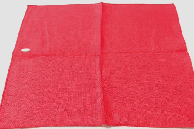 photo of vintage cloth napkins, lot of Christmas prints & solid red linen dinner buffet napkins #9