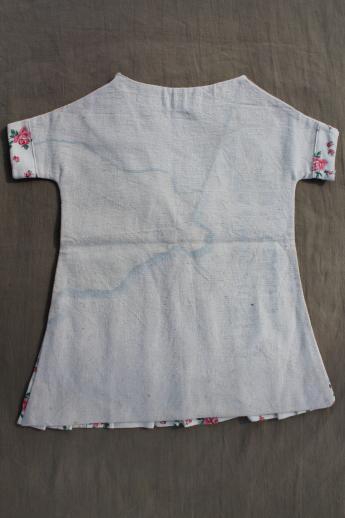 photo of vintage clothespin bag, little dress laundry bag made from cotton feed sack #4