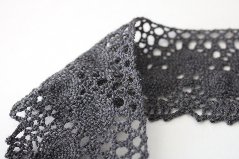 photo of vintage cluny cotton lace, wide edging lace trim in charcoal gray witchy whimsigoth girl style  #3