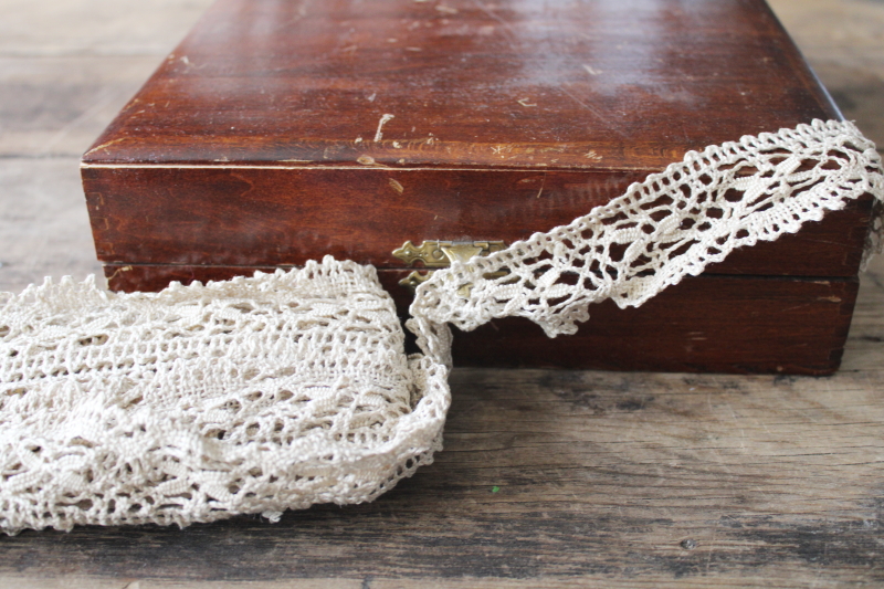 photo of vintage cluny style cotton lace edging, trim for linens or heirloom sewing  #1