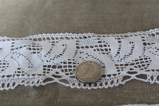 photo of vintage cluny type lace sewing trim, wide insertion & edging new old stock #3