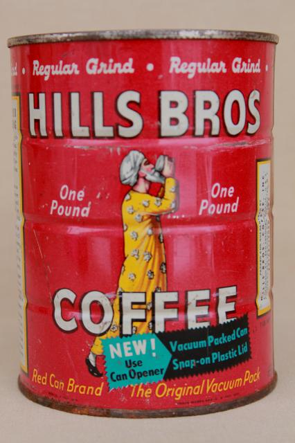 photo of vintage coffee cans, metal tins w/ old advertising Hills Bros & Butter-Nut coffee #3