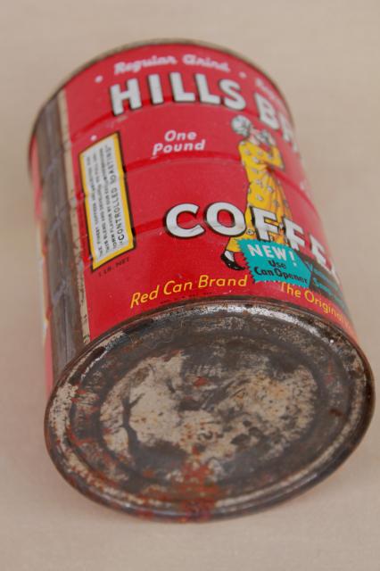 photo of vintage coffee cans, metal tins w/ old advertising Hills Bros & Butter-Nut coffee #6