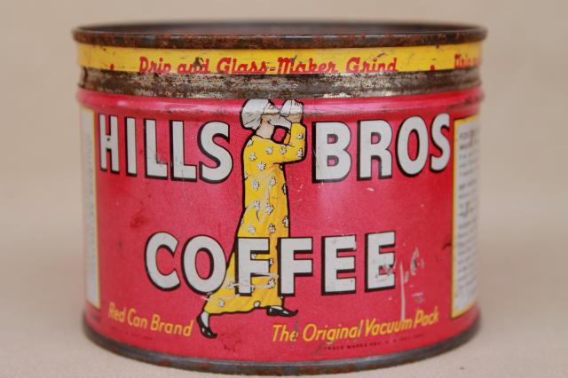 photo of vintage coffee cans, metal tins w/ old advertising Hills Bros & Butter-Nut coffee #11