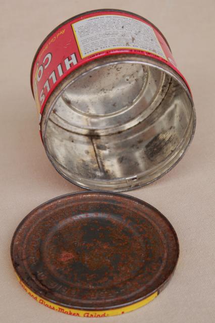 photo of vintage coffee cans, metal tins w/ old advertising Hills Bros & Butter-Nut coffee #13