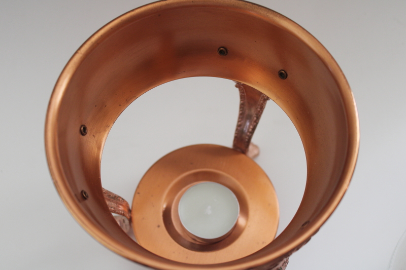 photo of vintage coffee carafe w/ copper plated stand, candle warmer w/ Corning glass pitcher  #7