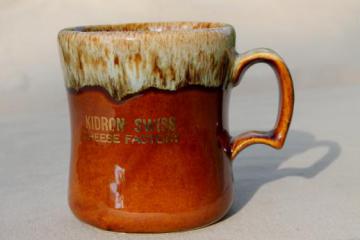 catalog photo of vintage coffee mug marked for the Kidron Swiss Cheese factory (Ohio)