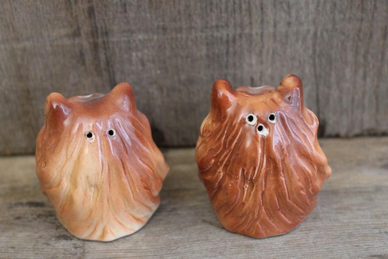 photo of vintage collie dog figural S&P set, hand painted Japan ceramic salt and pepper shakers #3