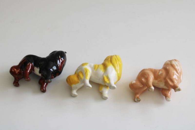 photo of vintage collie dog mini figurines, slip glaze style spotted ceramic collies collection #4