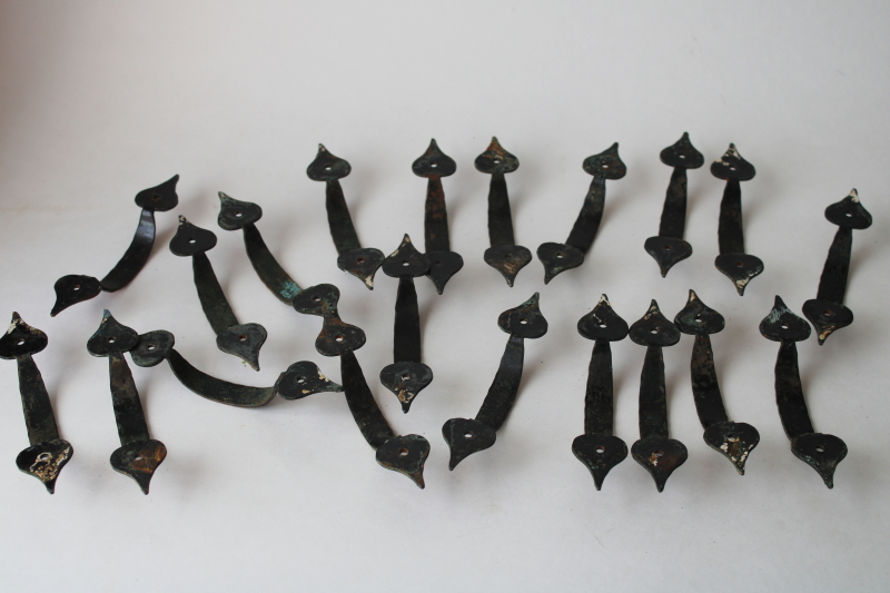 photo of vintage colonial style kitchen cabinet hardware, door or drawer pulls w/ hand forged look  #6