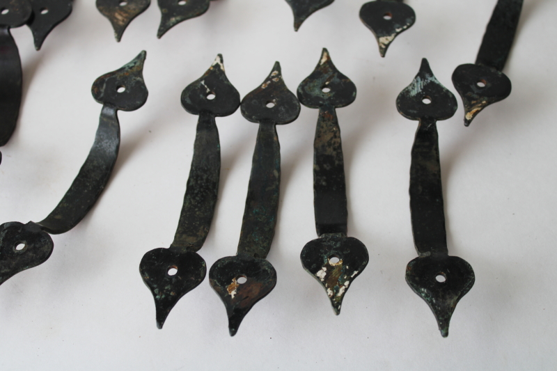 photo of vintage colonial style kitchen cabinet hardware, door or drawer pulls w/ hand forged look  #7