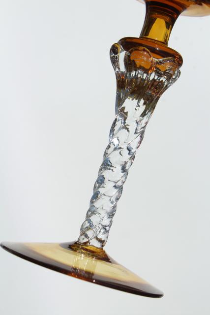 photo of vintage colored glass twist stem crystal hock wine glasses or cocktail glasses #2