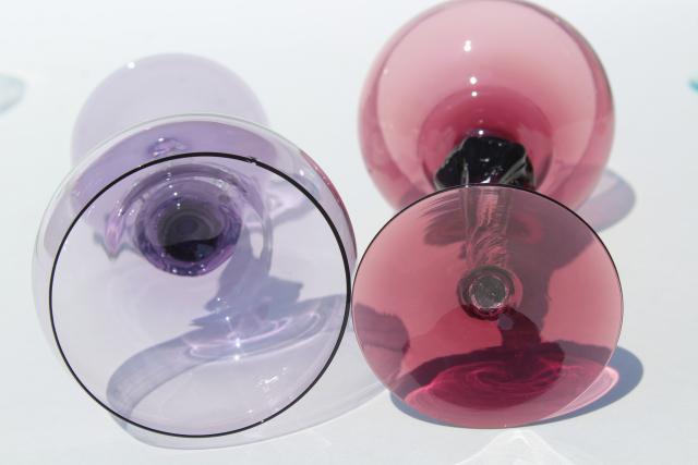 photo of vintage colored glass twist stem crystal hock wine glasses or cocktail glasses #10