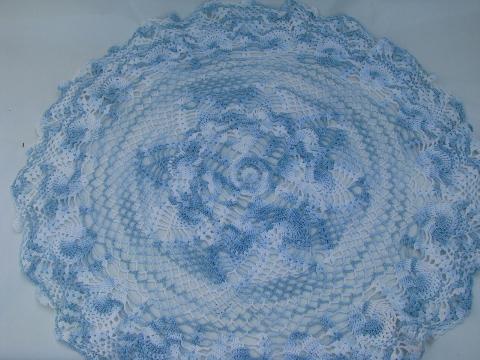photo of vintage colored thread crocheted doilies, old crochet lace doily lot #6
