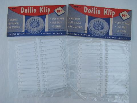 photo of vintage colored thread crocheted doilies, old crochet lace doily lot #8