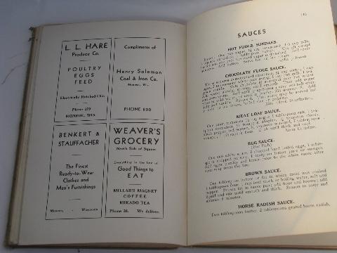 photo of vintage community church cookbooks w/ old recipes, Monroe Wisconsin #4