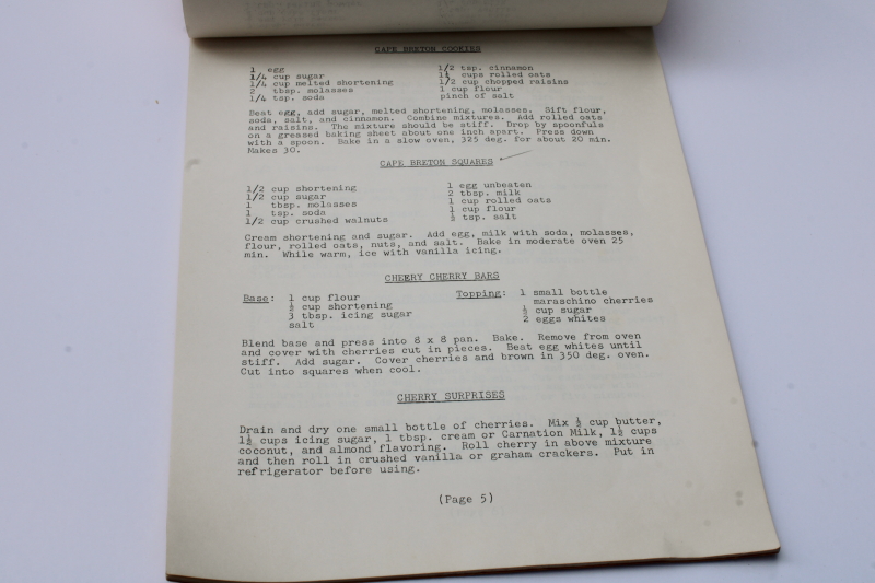 photo of vintage community cookbook, Canadian cookie recipes from Cape Breton Nova Scotia  #2