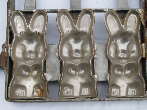 photo of vintage confectionary chocolate candy mold Easter bunnies #2