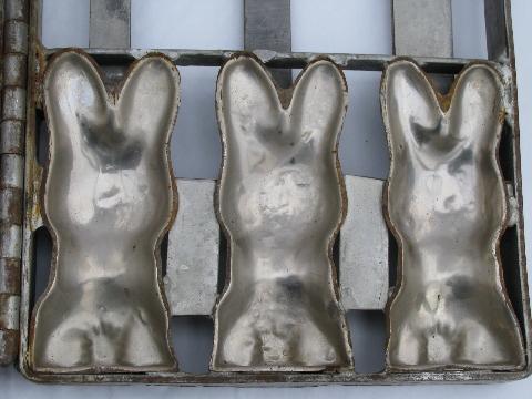 photo of vintage confectionary chocolate candy mold Easter bunnies #4