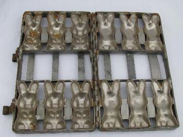 catalog photo of vintage confectionary chocolate candy mold Easter bunnies