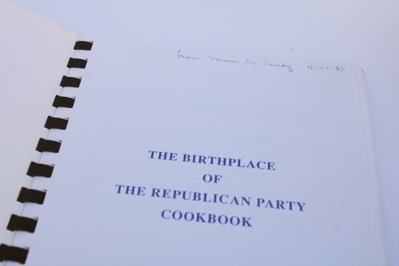 photo of vintage cookbook Ripon Wisconsin Little White Schoolhouse Republican Party birthplace  #1