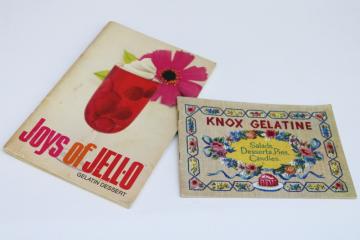 catalog photo of vintage cookbooks, Joys of Jello & Knox Gelatin Salads, Desserts, Pies, Candies 