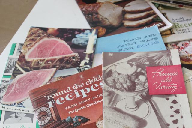 photo of vintage cookbooks lot, 50s 60s 70s recipe booklets & leaflets w/ retro kitchen graphics #5