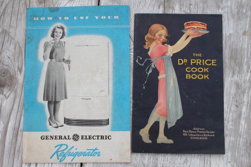 photo of vintage cookbooks lot, old recipe booklets & leaflets w/ retro grocery advertising  #6