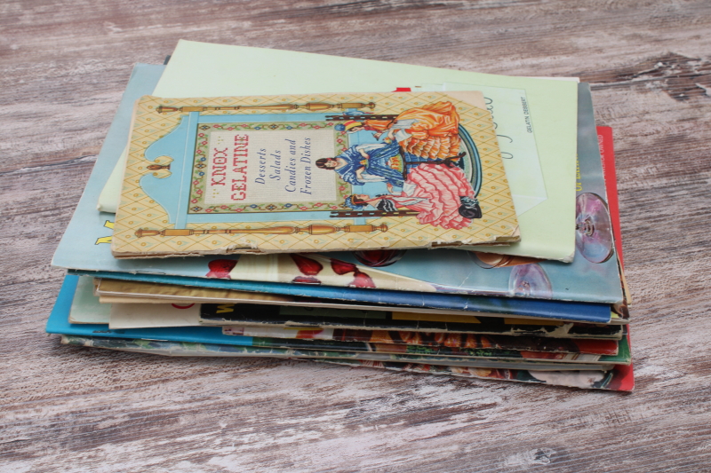 photo of vintage cookbooks lot, recipe booklets w/ advertising, appliance manuals, holiday baking etc  #7