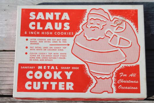 photo of vintage cookie cutters for giant Christmas cookies, big Santa & gingerbread man #3