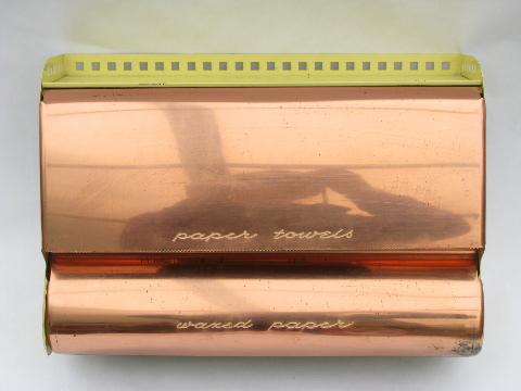 photo of vintage copper BeautyWare kitchen paper towel / wax paper dispenser #2