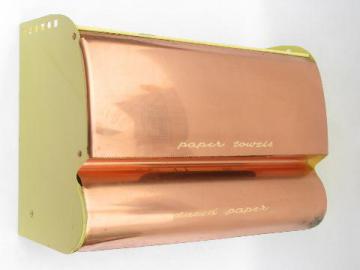 catalog photo of vintage copper BeautyWare kitchen paper towel / wax paper dispenser