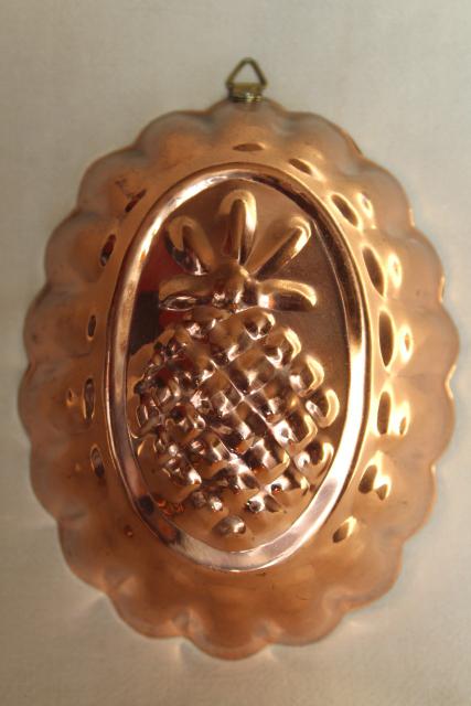 photo of vintage copper food molds, jello or aspic mold set decorative farmhouse kitchen wall art #5