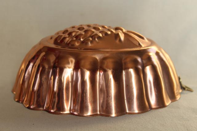 photo of vintage copper food molds, jello or aspic mold set decorative farmhouse kitchen wall art #6