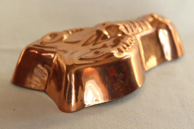 photo of vintage copper food molds, jello or aspic mold set decorative farmhouse kitchen wall art #9